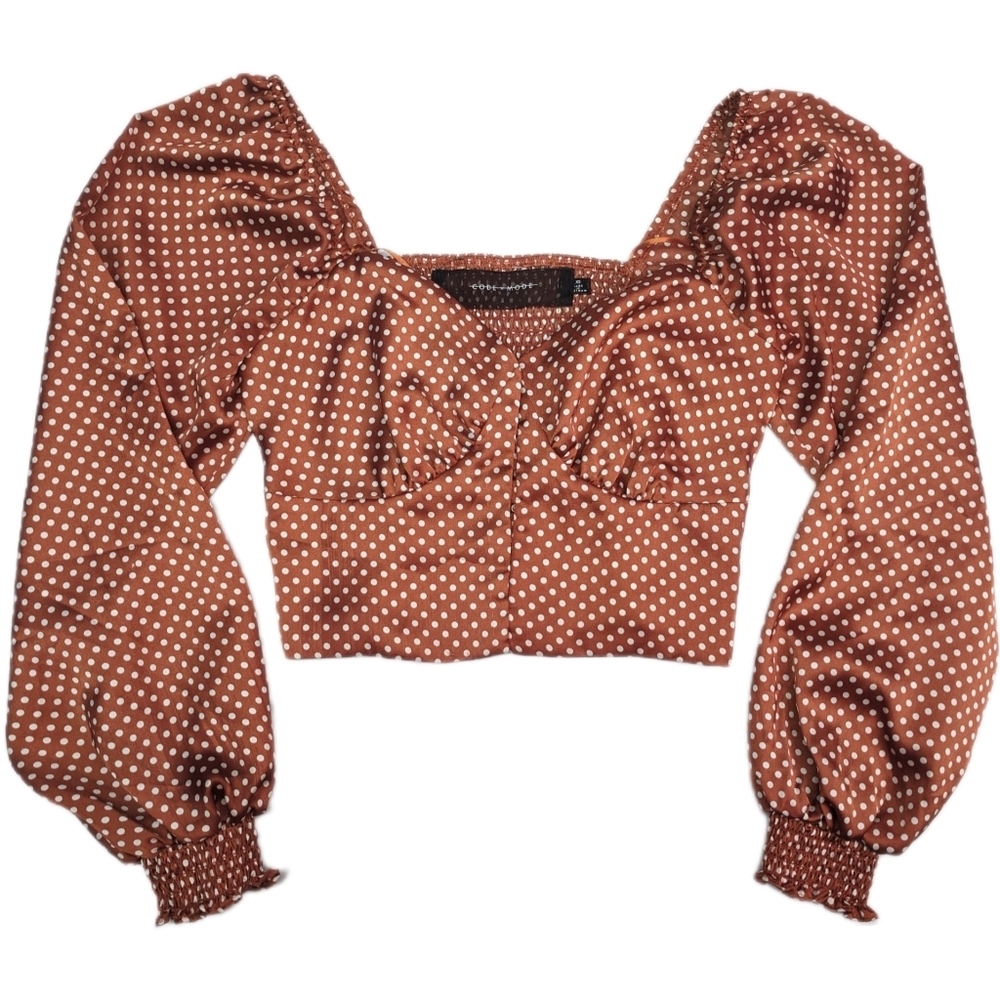 Code Mode Puff Sleeve Crop Top Xs Like New - image 1